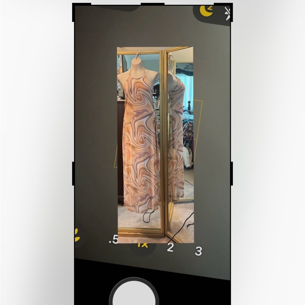 Swirl Print Maxi Dress in Peach and Mauve New